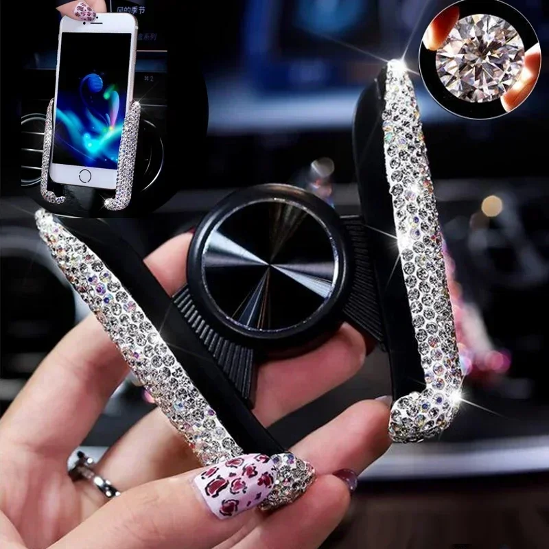 Phone Accessories For Android - حامل هاتف جديد للسيارة مزين بالكريستال،