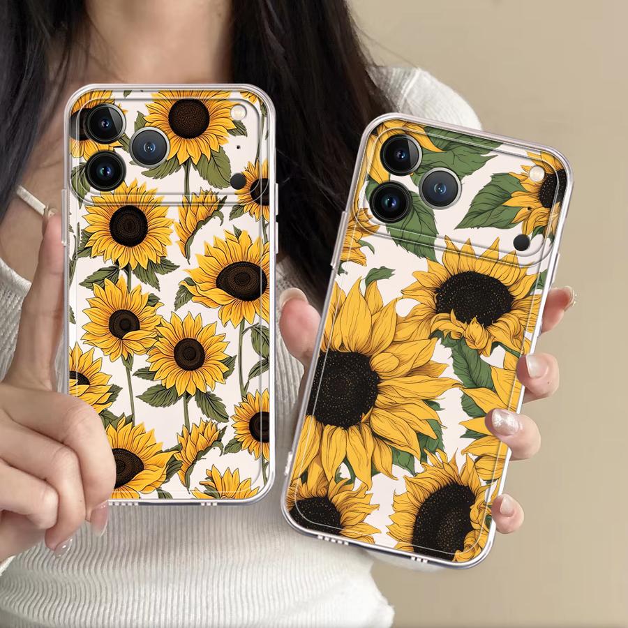Phone Accessories Iphone - غطاء هاتف شفاف بنمط دوار الشمس
