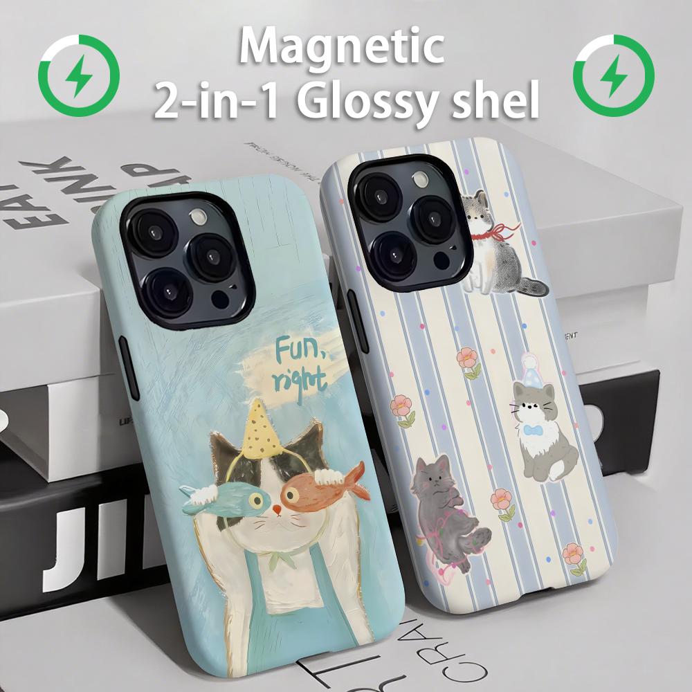 Phone Accessories Iphone - حافظة هاتف لطيفة للقطط والكلاب مغناطيسية